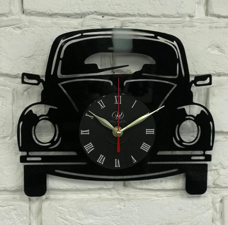 跨境厂家 复古汽车黑胶唱片挂钟小夜灯 Retro cars装饰创意时钟表
