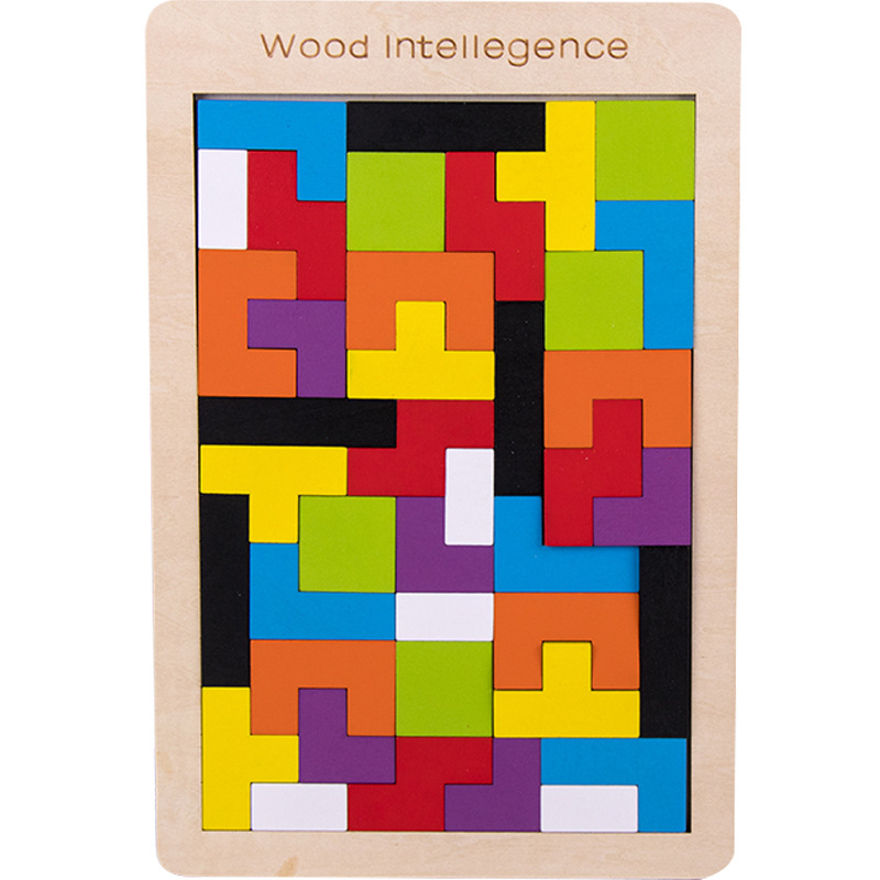 高品質兒童益智木制彩色積木 思維動手能力訓練 俄羅斯幾何方塊