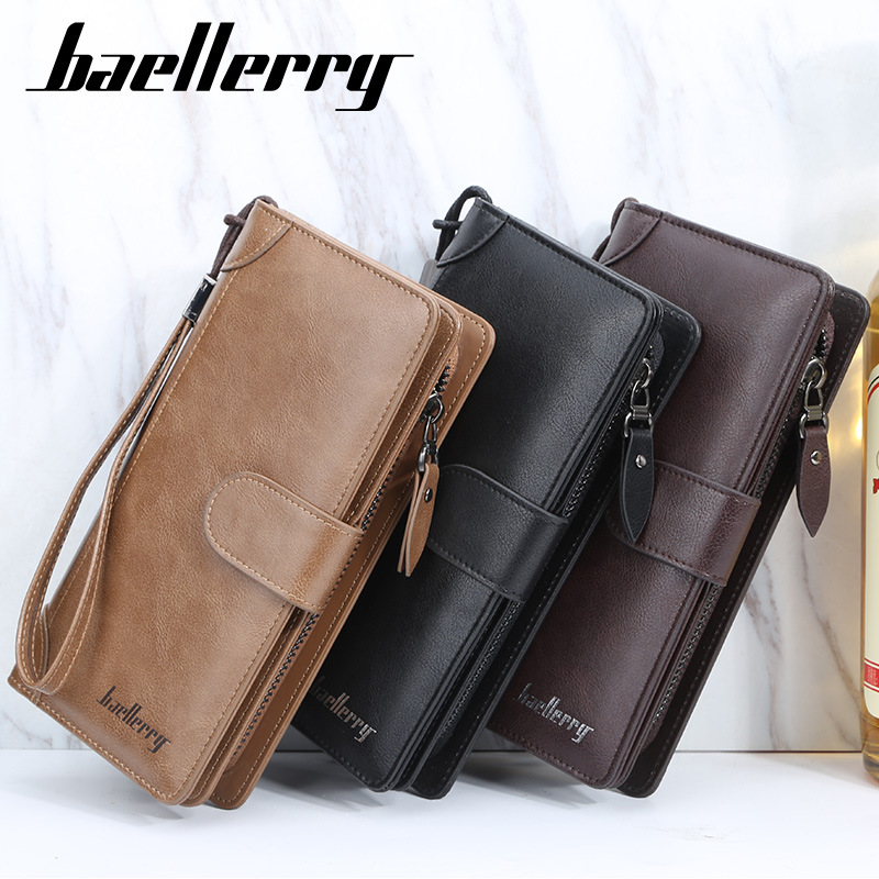 Men'S Business Multi Card Position Medium Length Hand Bag With Large Capacity Buckle And Zipper Wallet