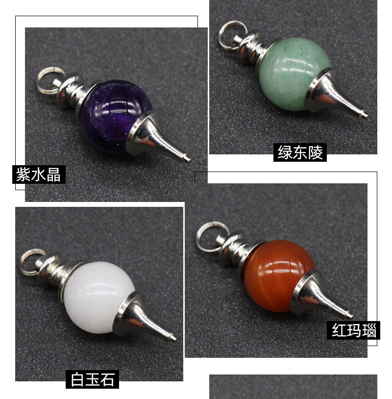 Crystal Agate Semi-precious Stones Round Bead Pendulum Pendants Jewelry Accessories display picture 4