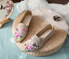 蓮華 春曉 花馬旦 古風漢服鞋內增高時尚飛織網面鞋民族風繡花鞋