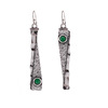 Retro earrings, green stone inlay jade, wish