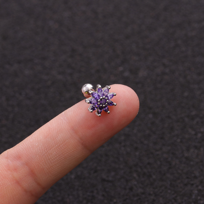 Hot Sale Fashion Micro-inlaid Sun Flower Screw Earrings Wholesale display picture 6