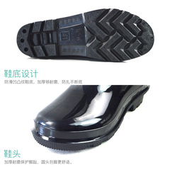 Men's Waterproof Warm Rain Boots Work Boots Water Shoes, Black Mid-Calf, Non-Slip, Durable, Acid-Base Resistant, Oil-Resistant, Mid-Calf Men's Style