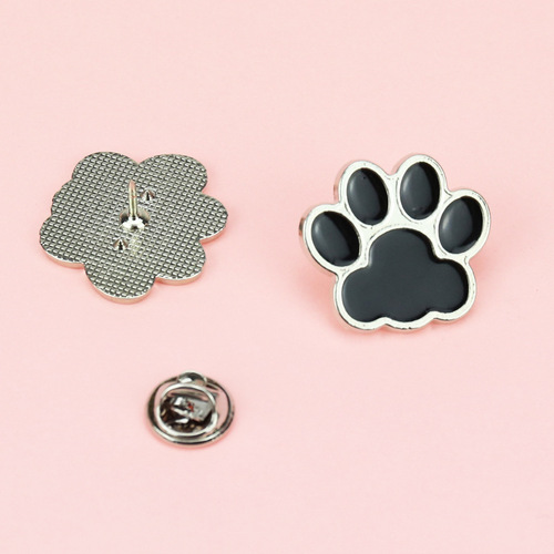 New cartoon animal puppy and kitten paw print badge, cute pin for children, colorful dog paw print badge