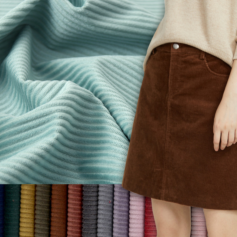 厂家直销 全涤6坑无弹灯芯绒面料 230g3D直条绒面料 秋冬休闲面料