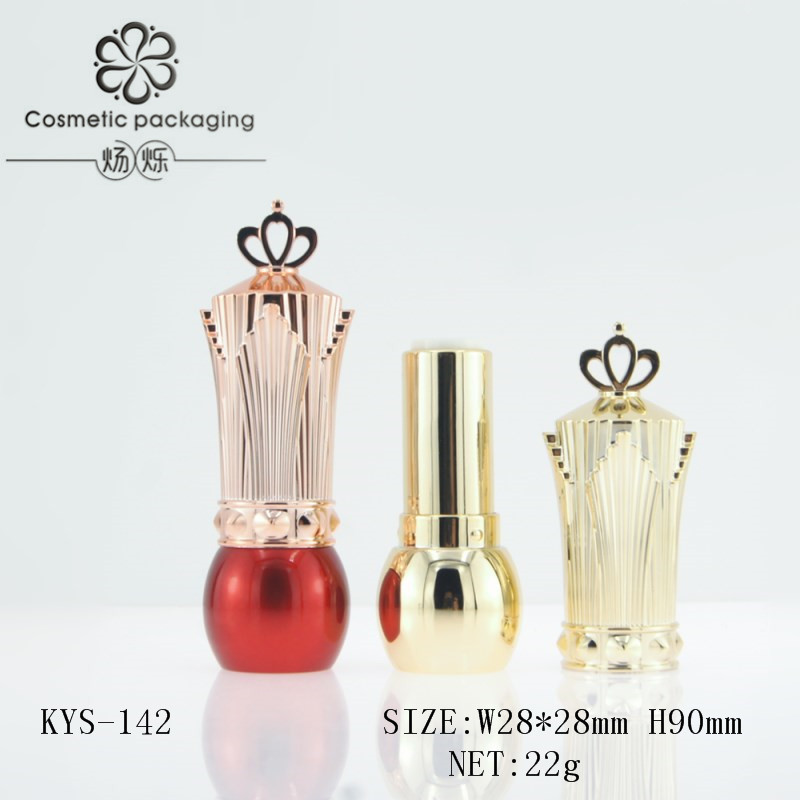 En stock venta al por mayor de oro rojo corona redondo irregular lápiz labial tubo bálsamo labial tubo vacío material de embalaje