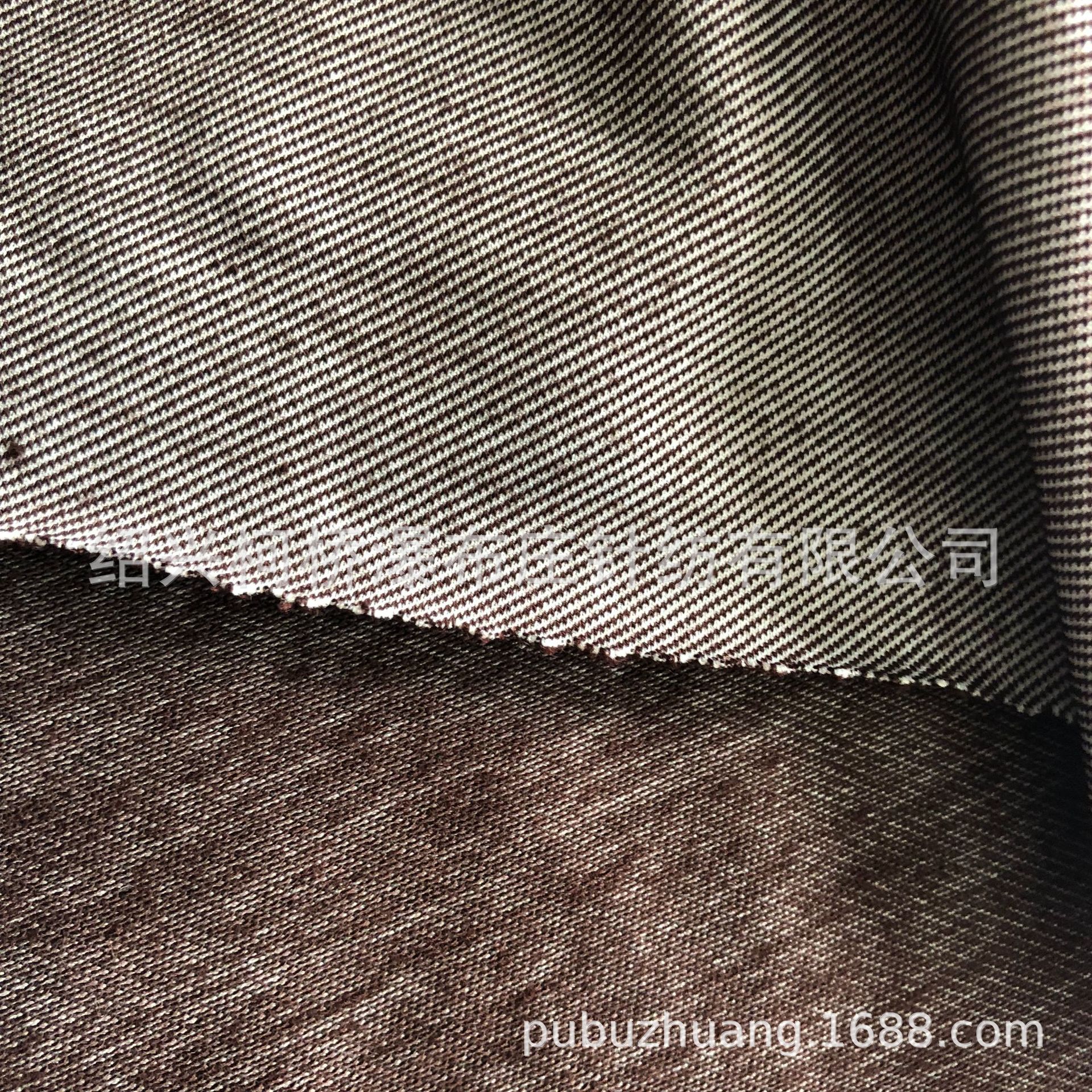 厂家直销针织60%人棉35%涤纶5%氨纶斜纹牛仔面料