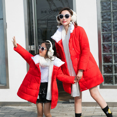 2019秋冬装新款时尚亲子装一家三口四口全家装母女装长款一件代发|ms