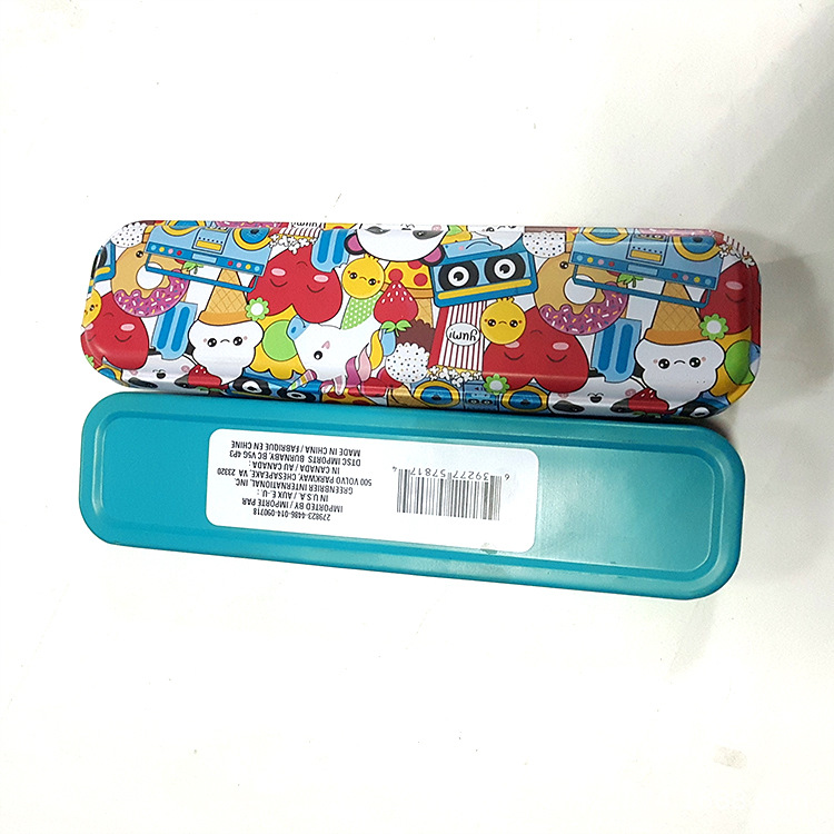 马口铁长方形手表盒中小学生文具盒长方形翻盖盒手表彩色包装