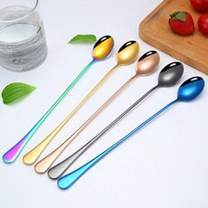 搅拌勺子长柄304不锈钢冰勺小汤匙调羹冷饮沙冰勺咖啡奶茶调酒棒