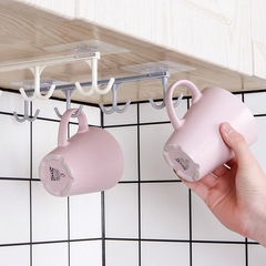 Kitchen strong traceless nail-free hook cabinet wall cabinet storage rack multi-functional wardrobe row hook organization rack