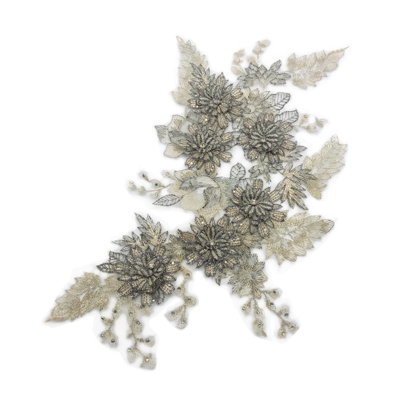 Longsheng Broderie Station Européenne 2019 Nouveau Printemps Et D'été Marée Fleur Perles Broderie Trois-dimensions Fleur Tissu Autocollant Dentelle Trois-dimensions Fleur display picture 4