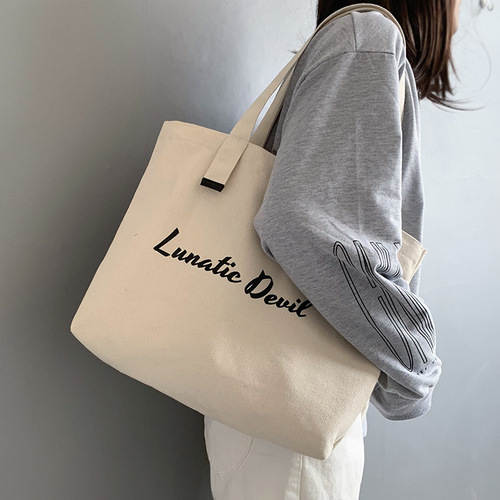 European and American style large bag ins female canvas bag simple student bag shoulder bag ulzzang large bag one piece drop shipping