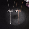 Necklace with bow with tassels, silver 925 sample, internet celebrity