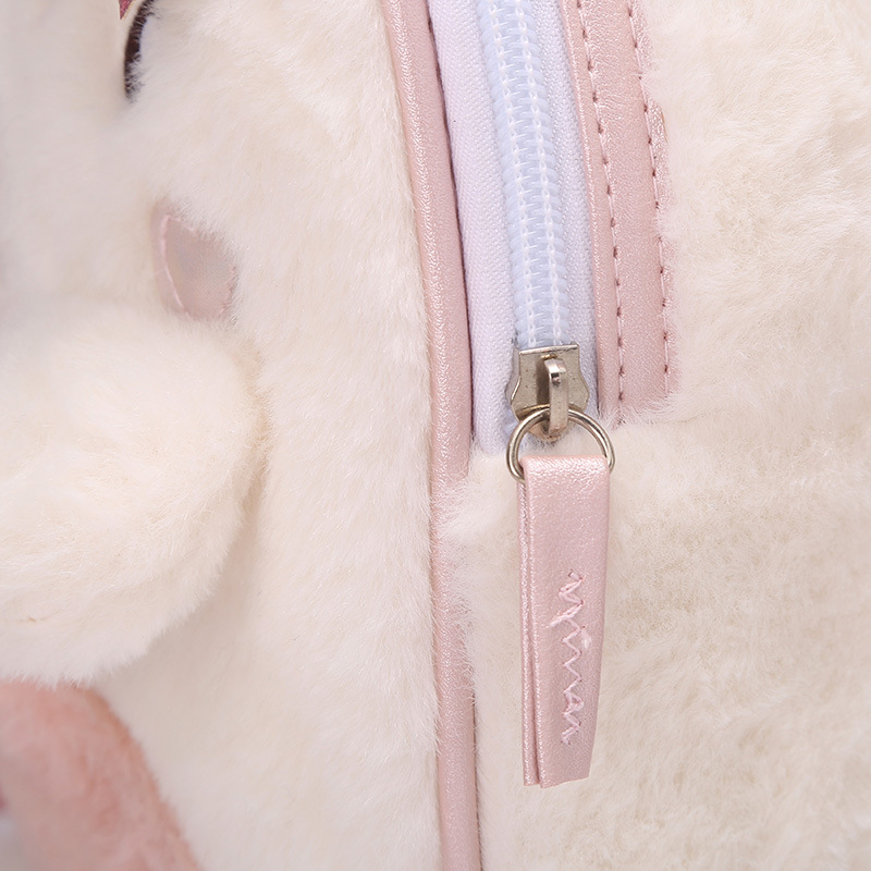 New plush and cute little bear cartoon bow backpack for children, adorable snack backpack for babies detail image 9