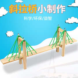 自制斜拉桥儿童小制作海上立交桥拼装玩具科普模型学生玩具批发
