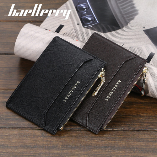 baellerry new wallet men's short zipper coin purse fashionable thin driver's license card holder card holder