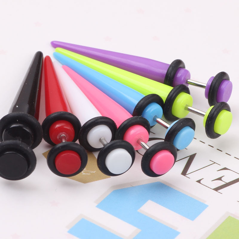 Acrylic Cone Ear Expander Earring Pink Geometric Ear Plug for Gauged Earlobe detail image 7