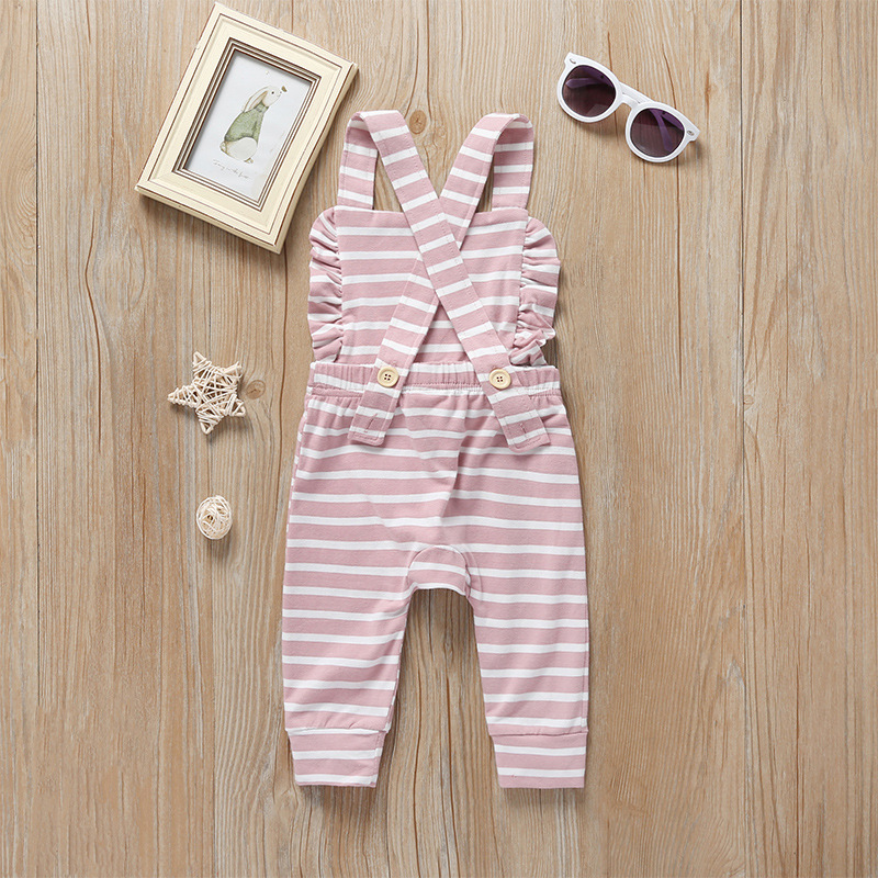 Striped Suspenders One-piece Sleeveless Romper display picture 16