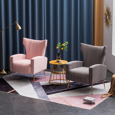 美式轻奢单人沙发椅 简约现代家用客厅休闲高背网红酒店接待椅子