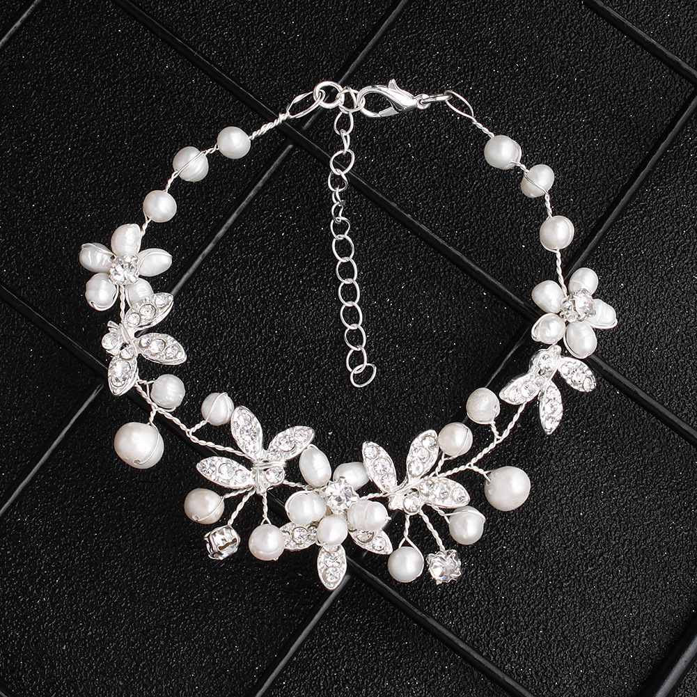 Daily Versatile New Handmade Diamond Freshwater Pearl Bridal Bridesmaid Jewelry Bracelet display picture 1