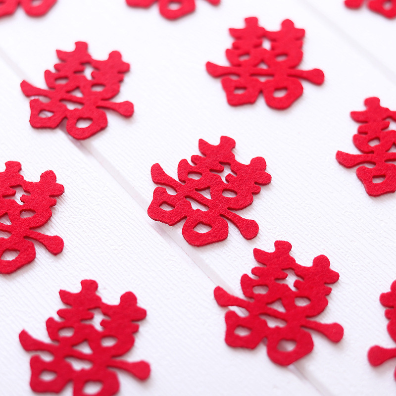 Wedding Fruit Basket Placement Non-woven Happy Chinese Character Wedding Bed Hand-broadcast Mini Thick Happy Chinese Character 1 Pack of 30