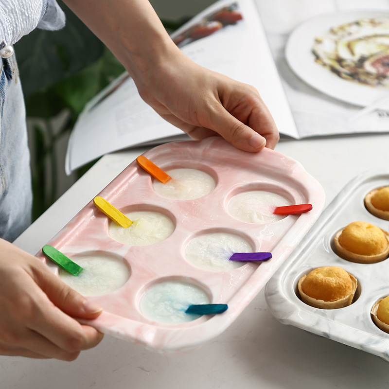 Nórdico marbling bandeja para hornear molde de pastel creativo bandeja para hornear molde de helado bandeja de cerámica molde para hornear