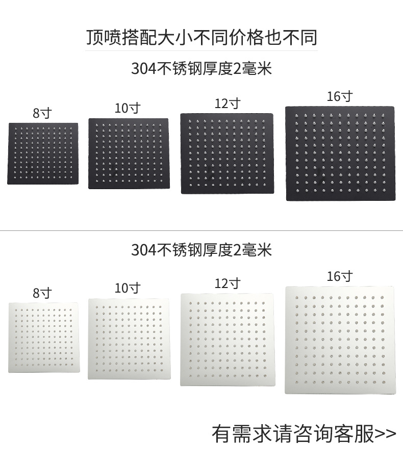 304 stainless steel ultra-thin top shower head, pressure-increasing water-saving shower head, cross-border exclusive supply undefined