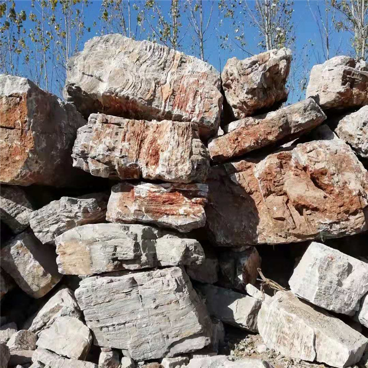 园林造景大块千层石 庭院景观大型假山石千层岩假山设计制作