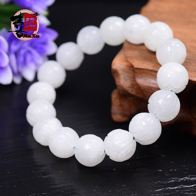 Xinjiang Wada Suet jade manual Lotus Beads Hand string Wada jade Hand string natural White jade Hand string Accessories Manufactor