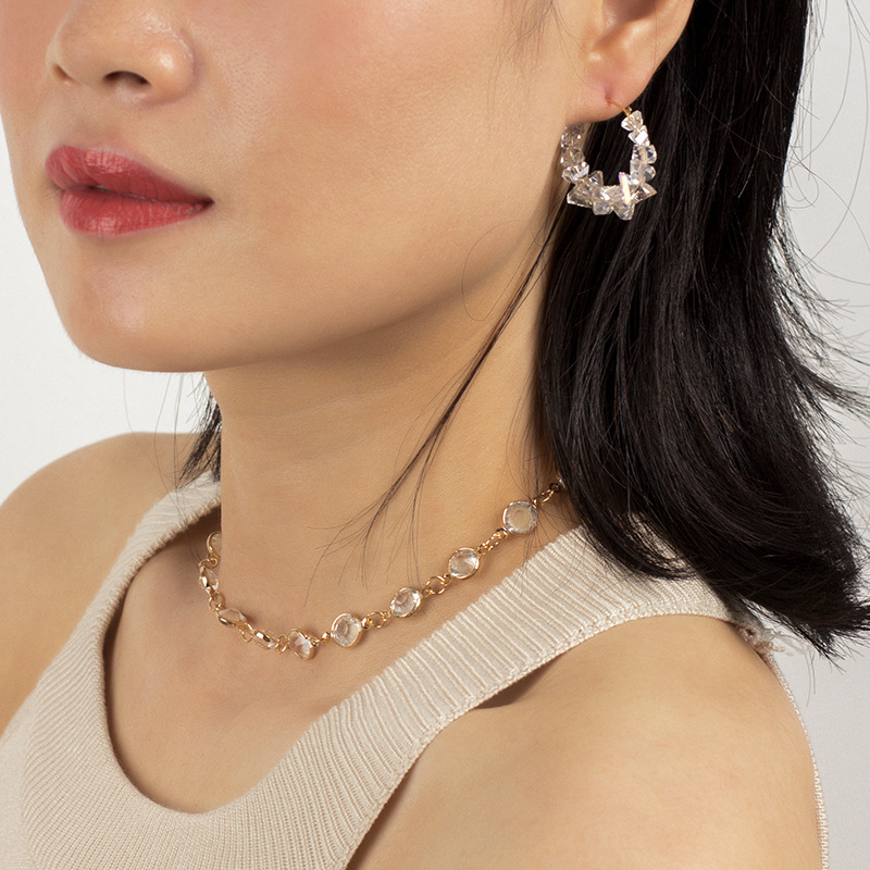 Korea S925 Silver Needle Natural White Crystal Exaggerated Earring For Women display picture 3