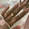 Accessory, set, trend ring, suitable for import, European style, boho style, flowered