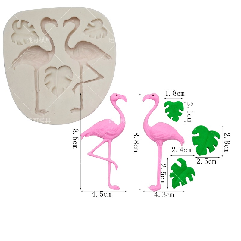 Pájaro loro fondant molde de silicona selva tropical tortuga hoja de bambú borde decoración de la torta molde utensilios de cocina