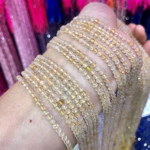 Natural Yellow Crystal Cut Half-Finished Bead Pendant Earrings Necklace Hairpin Tassel DIY Jewelry Accessories Wholesale