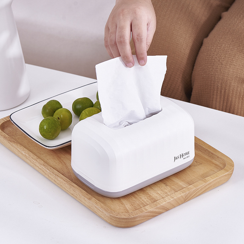 Simple caja de pañuelos rollo de papel de tubo sala de estar de almacenamiento de escritorio caja de pañuelos hogar estilo nórdico patrón de onda servilleta cartón