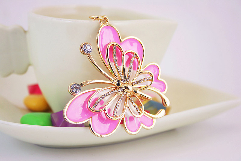 40g Weight Birthday Occasion Metal Material Father'S Day Festival Butterfly Pattern Unisex Gender Blue Color Diamond Craft Small Gift Colorful Butterfly Insect Women's Keychain 6