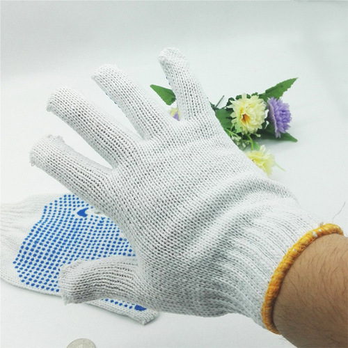 Plastic labor protection gloves with glue dots, wear-resistant, breathable gloves, non-slip, elastic dots, bead dots, plastic line practical protective cover
