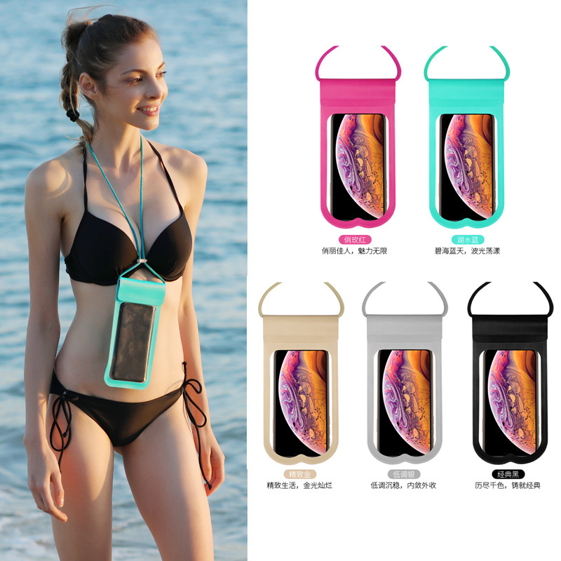 new pattern Large mobile phone Waterproof bag outdoors diving Swimming mobile phone smart cover seal up PU Mobile phone bag hot spring halter