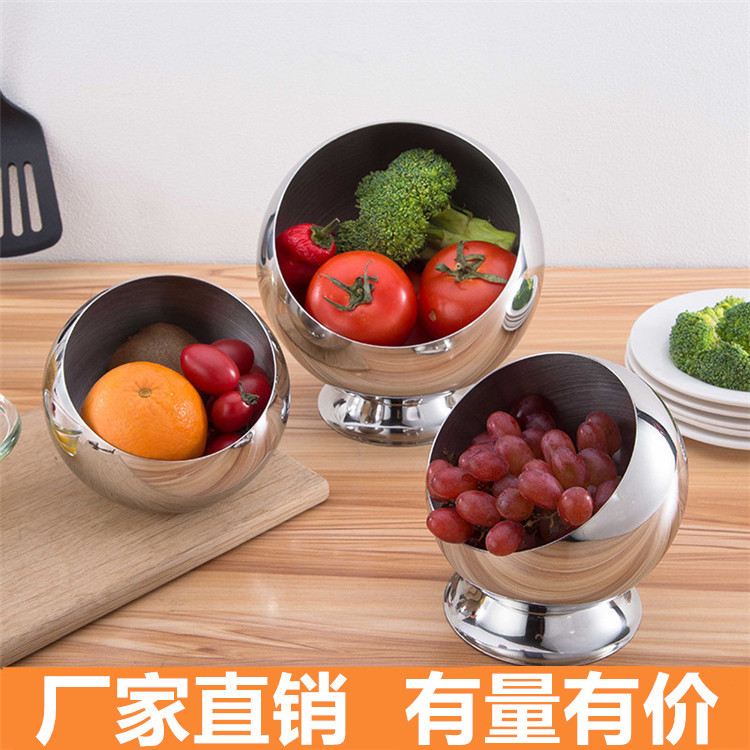 厂家直销斜口碗不锈钢商用球形酱料碗 餐厅火锅店调料创意沙拉碗
