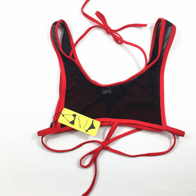 New swimsuit mesh stitching sexy leaky back bikini split swimsuit 