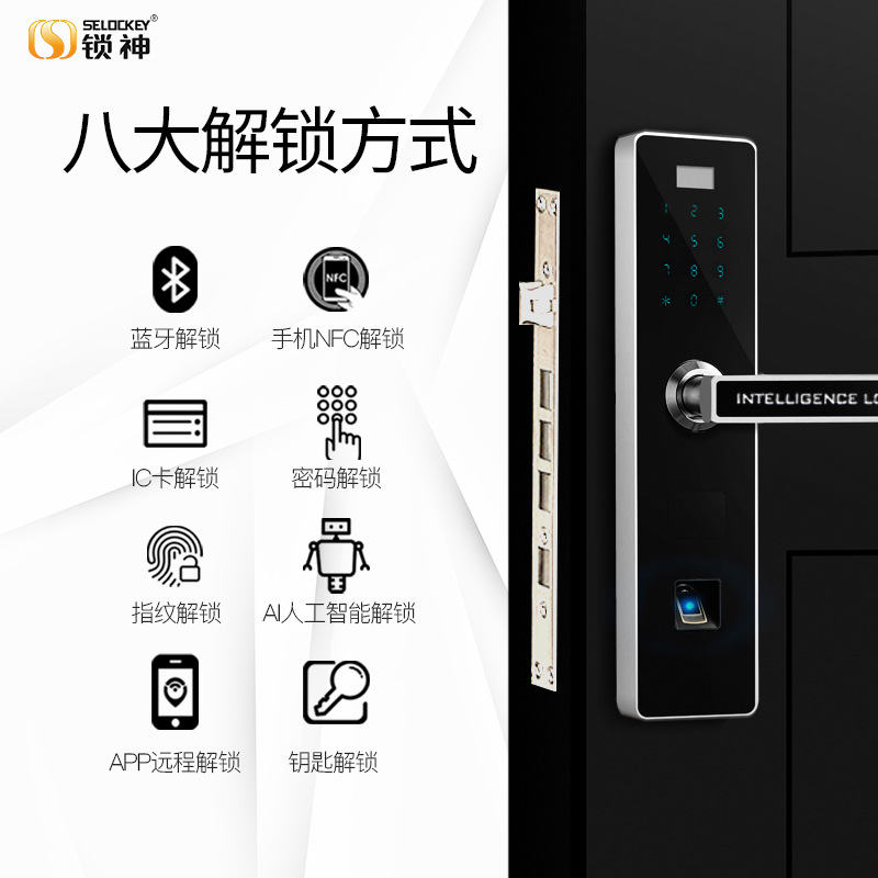Anti-theft locks ttlock Fingerprint lock Password lock Bluetooth Graffiti Smart Lock household Wooden doors Flats