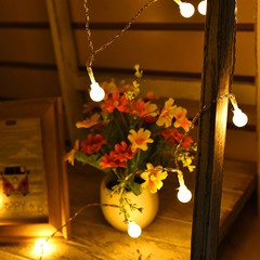 戶外露營led圓球燈串庭院聖誕節日彩燈串戶外電池盒裝飾小圓球燈