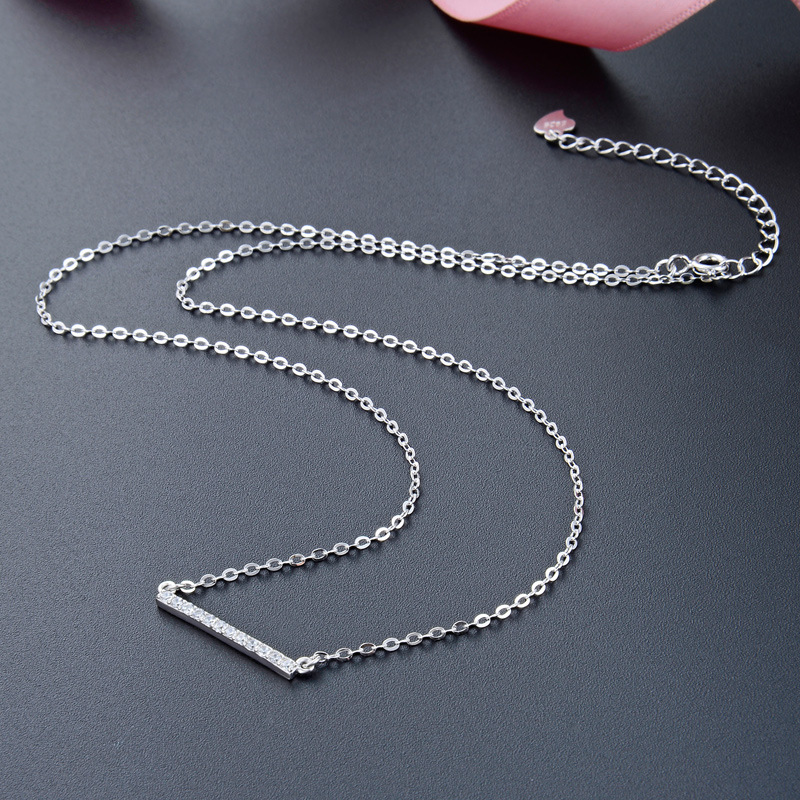 Corea del Sur Dongdaemun joyería ins diamante incrustado equilibrio madera s925 Collar de plata dulce belleza cadena corta conjunto