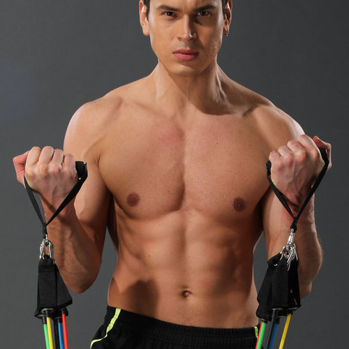 [Cross-border hot sale] 11-piece set of TPE tensioners, tension ropes, muscle training, elastic ropes, fitness equipment