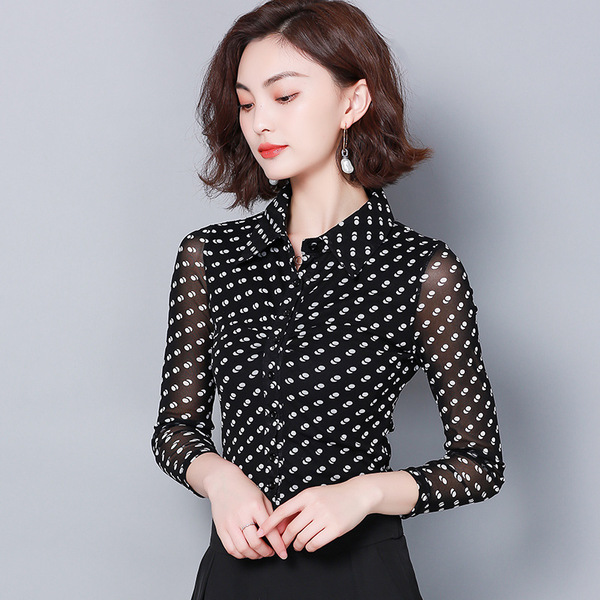 Spring and Autumn 2009 New shirt jacket long sleeve Lapel net yarn body-building wave point mother loaded elastic middle