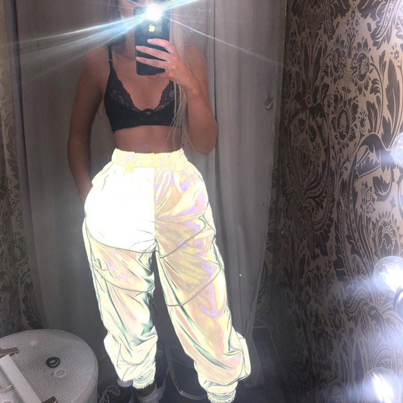 Aliexpress Hot-Selling Street Style Casual Pants 2026 Spring New Reflective Tapered Jogger Pants for Women Aliexpress Hot-Selling Street Style Casual Pants 2026 Spring New Reflective Tapered Jogger Pants for Women