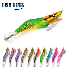 Wooden Squid Jig Lures Hard Baits Saltwater Swimbait Tackle Gear