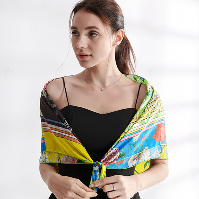 新款真丝围巾/丝巾『繁花似锦』重磅真丝缎桑蚕丝围巾/大披肩