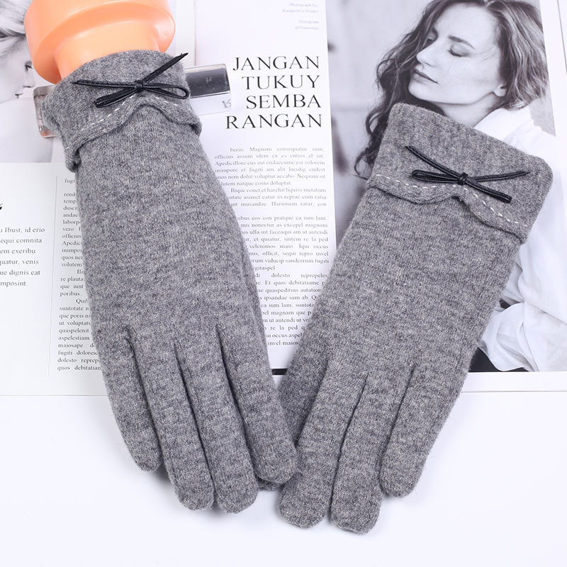 Touch screen gloves women's autumn and winter wool gloves women's thin cashmere wool warm fleece-lined thick riding ins fashion